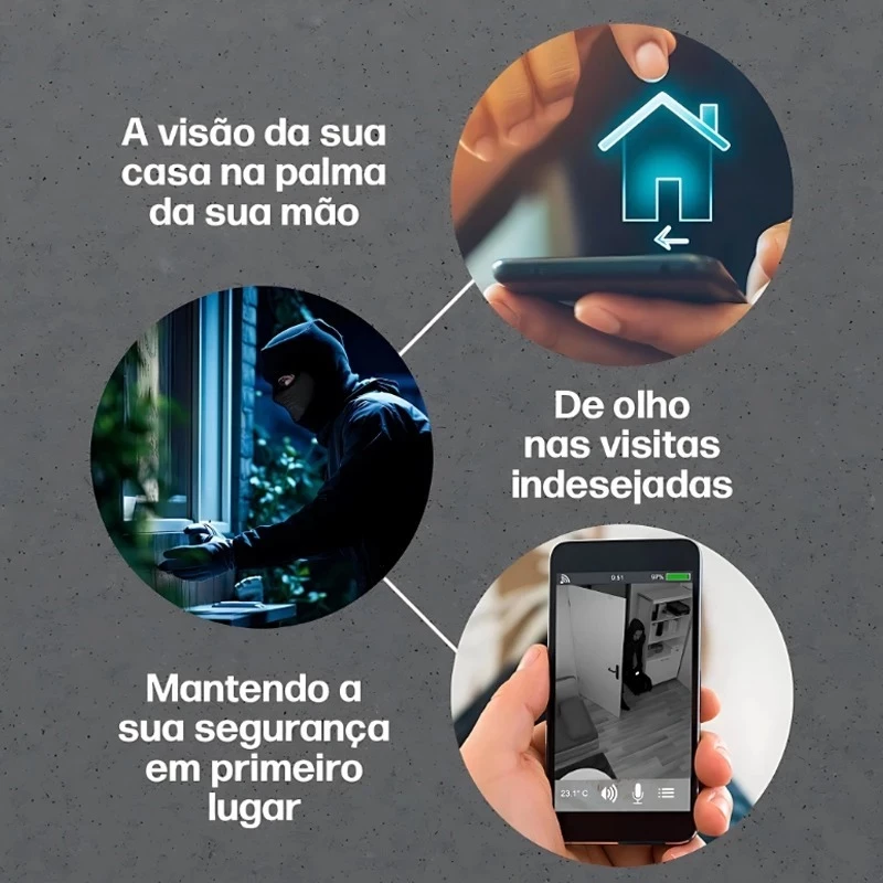 Câmera IP WiFi 360° Robô 3 Antenas Visão Noturna Full HD Microfone Áudio - Imagem 4