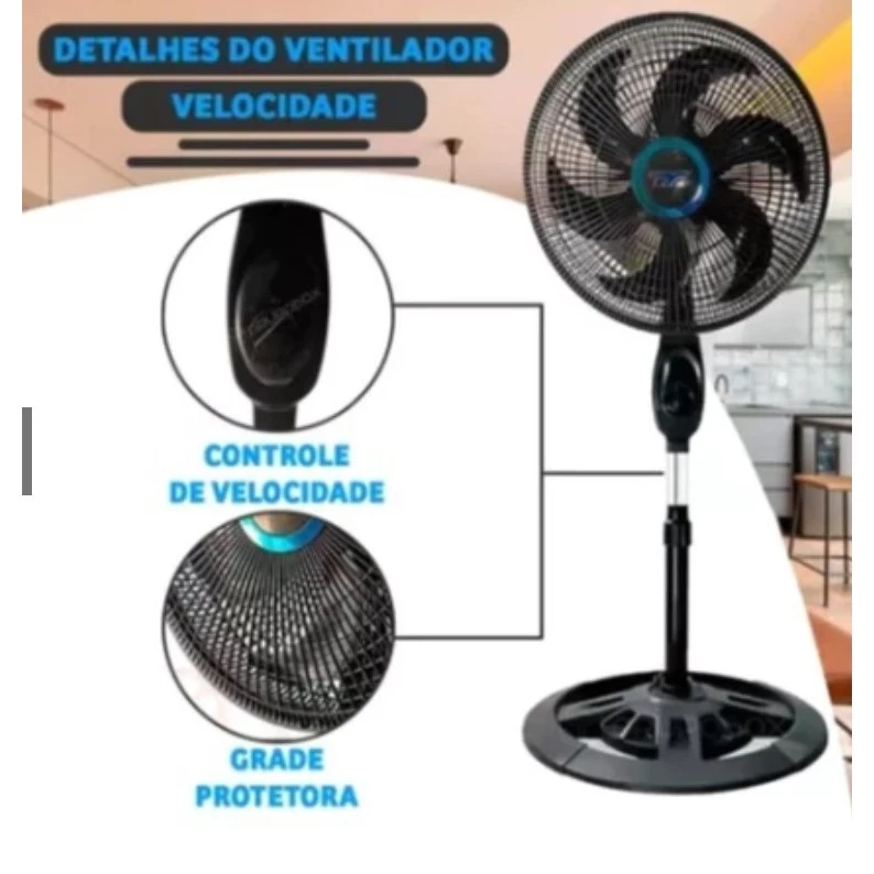 Ventilador Chão TYF 6 Pás de Plástico Tamanho Ajustável 110v 220v - Imagem 5