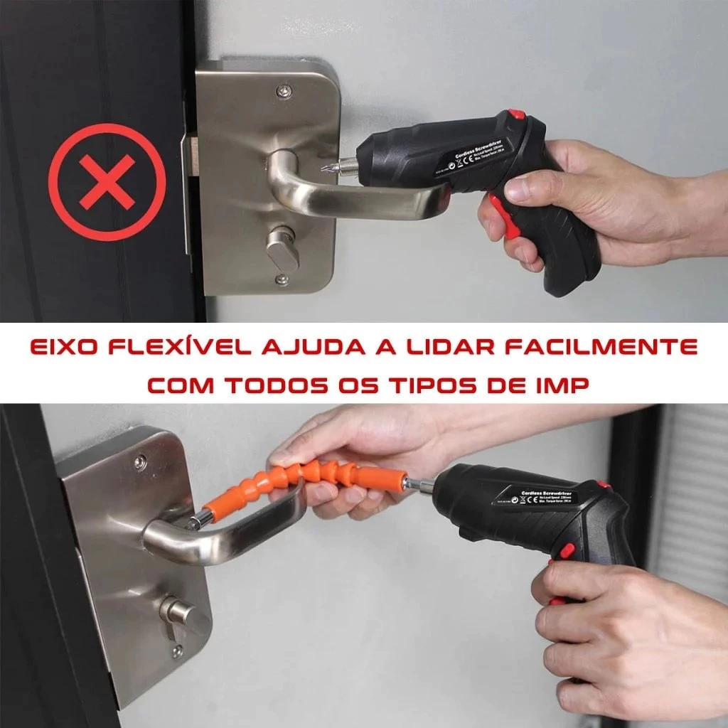 Kit Parafusadeira Doméstica com maleta Leve Portátil USB Recarregável unibom - Imagem 6