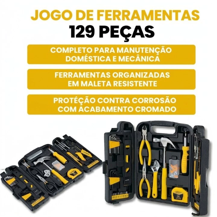 Kit Ferramentas Completo 129 Peças com Maleta Ideal para Casa e Reparos UNIBOM - Imagem 4