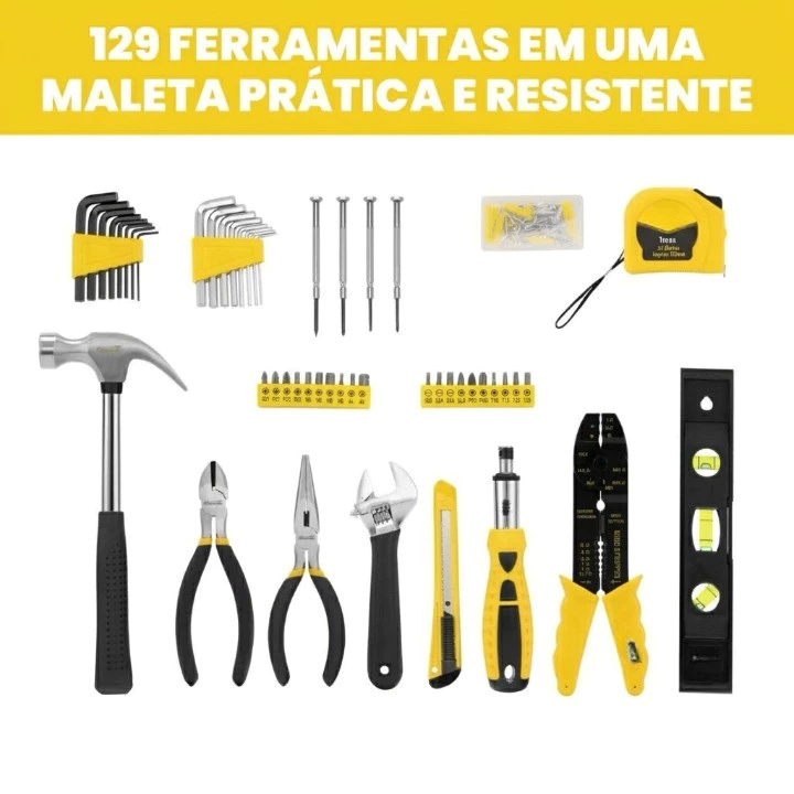 Kit Ferramentas Completo 129 Peças com Maleta Ideal para Casa e Reparos UNIBOM - Imagem 6